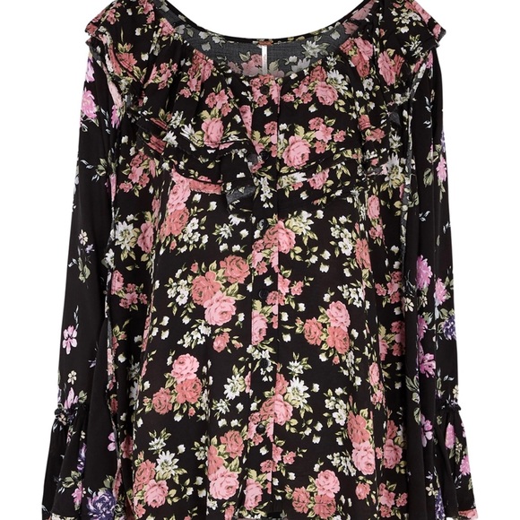 NWT Free People Black Floral Tunic Size M - Picture 2 of 12
